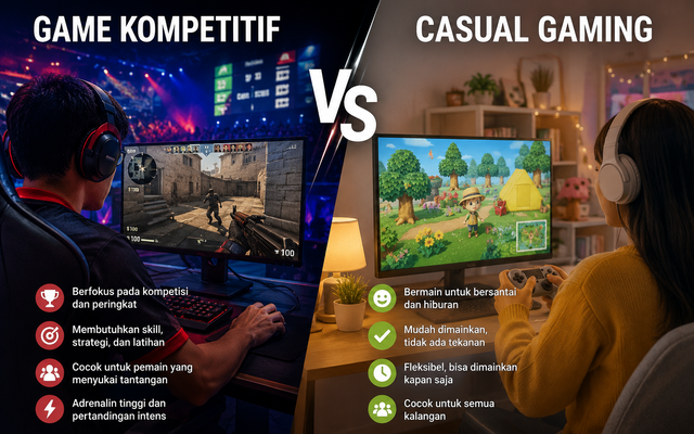 Game Kompetitif vs Casual Gaming, Mana yang Lebih Cocok untuk Gaya Bermain Anda?